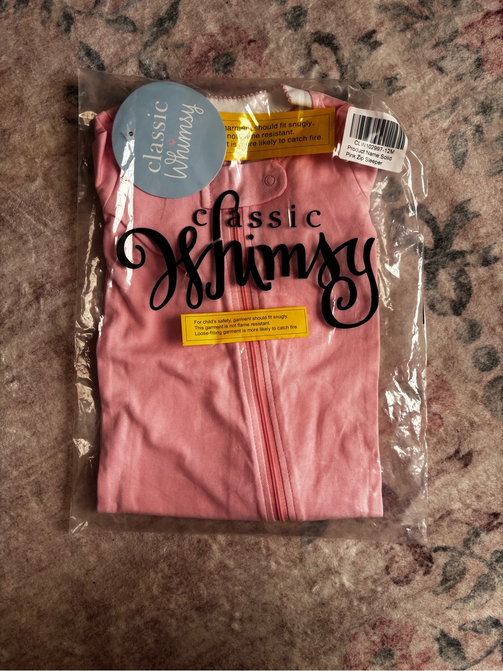 Classic Whimsy Pink Kids Pajamas Sleeper